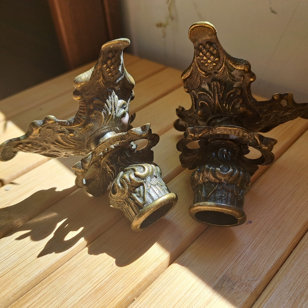 Ornate Gold Candle Holders, Set Of Two